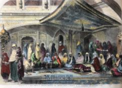 India & Punjab - Golden Temple hand coloured engraving of the interior of the Golden Temple of