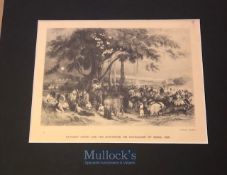 India - 19th century steel engraving showing Ranjit Singh and his cavalcade of Sikhs c1825 mounted