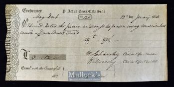 Exchequer Tally Receipt 1827 - Being for £13s made out to Edward Bates who was secretary to the