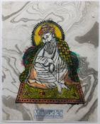 India & Punjab – Guru Nanak Textile Block Print – a fine vintage block print on textile of Guru
