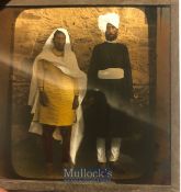 Original Glass slide of a native Sikh couple Amritsar, Punjab. c1900s