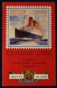 Cunard Line - Europe To United States And Canada By 3rd Class. Circa early 1920s Brochure A Large