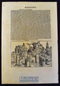 German - Nuremberg Chronicle Leaf in Latin, 1493 Schedel, 1st Edition Incunabula leaf, map of
