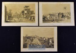 India - c1843 Julia Corner tinted lithographs of India including Goa, From the Upper Curtain, Town