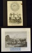 China - Two 18th Century copper engravings Chinese Fishermen Carrying their Boat and Fishing Birds