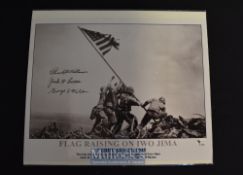 Battle of Iwo Jima - ‘Flag Raising on Iwo Jima’ Signed Print date Feb 23 1945, with 3 signatures