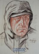 WWII Original Artwork Roman Zenzinger - of a German Soldier displaying a fine portrait^ painted in