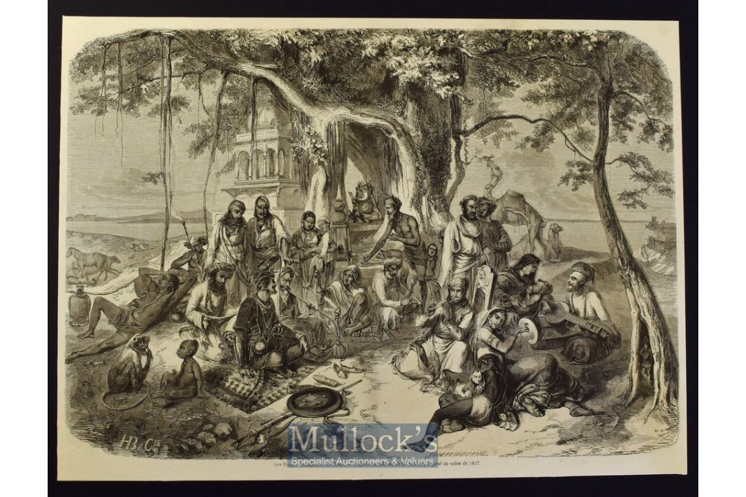India - The Thugs (Stranglers) of India original engraving 1857 after a painting by August