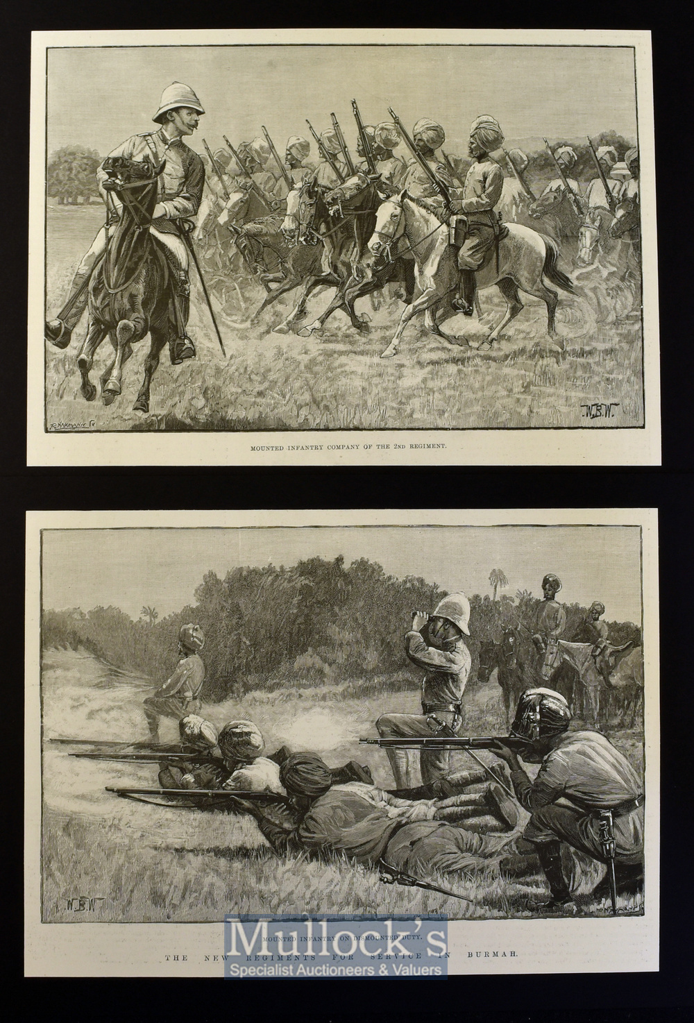Burma / Sikh - The New Regiments for Service in Burma original engravings Mounted Infantry Company
