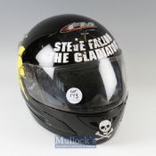 FM Motorcycle Full Face Helmet with applied stickers Steve Fallon 'The Gladiator' and helmet