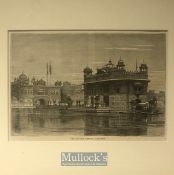 India - 19th century engraving showing the holiest Sikh shrine the Golden temple^ Amritsar Punjab.