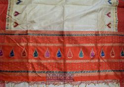 India – C1960s Sari in Silk beautifully designed featuring heart shaped designs^ with golden