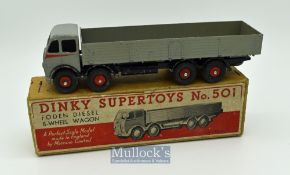 Dinky Toys 501 Foden (1st Type) Diesel 8-wheel Wagon - mid-grey cab^ back^ red flashes and ridged