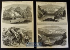 New Zealand - Sketches from the New Zealand Goldfields 1863 four original illustrations from the