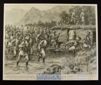India & Punjab - The Expedition Against the Bunerwals: The 1st Brigade Fording A Branch of the