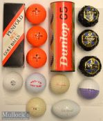 Collection of various different pattern and wrapped golf balls (12) – 3x Dunlop 65 wrapped golf