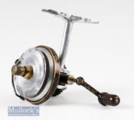 Arthur Allen Glasgow ‘Spinet’ early casting reel pat no 262706^ half bail^ exposed gearing^ runs
