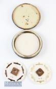 Hardy Bros Alnwick Black Japanned cast box with dampener and separators with maker’s mark to the