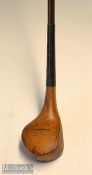 Good Hutchison golden beech wood bulger scare neck brassie c1895 - with wrap over brass sole plate