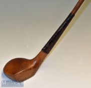 Fine Wm Park light stained persimmon scare neck short driver – fine diamond pattern face markings
