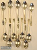 12 Walker & Hall Hallmarked Silver Golf Teaspoons: having crossed club design handles^ each