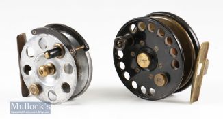 Allcock’s Facile 3 ½” ebonite centrepin reel with brass star back^ brass backplate to the spool^