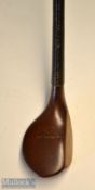 Fine and exotic R Forgan POWF dark stained persimmon scare neck late bulger brassie c1895 – fitted