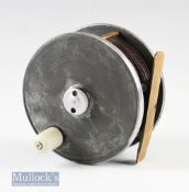 PD Malloch 4 ¼” alloy wide drum salmon fly reel with centre brake patent^ smooth brass foot^ six