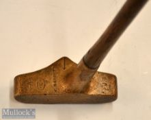 Extraordinary W Garbutt “Aim Rite” very heavy brass centre shaft putter with rear aiming fin –