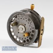 Hardy Silex No 2^ alloy 4” casting reel with factory quarter rim removed^ twin handles one replaced^
