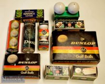 Collection of various wrapped Dunlop 65 and Warwick golf balls et al (39)– all in makers tubes^
