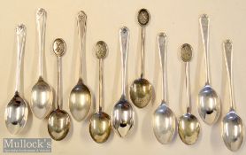 7x Walker & Hall Silver Golf Teaspoons: having crossed club designed handles^ all Sheffield 1933^