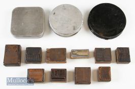 Selection of Cast Carriers/Tins to include a square Allcocks tin with circular centre^ another