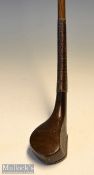 Scarce Tom Morris St Andrews longnose stained beech wood niblick c1880 – short wide body deep hooked