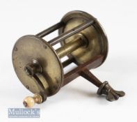 Interesting 2 3/8” wide Spike Winch all brass reel with a 2” diameter^ 4x pillar construction^