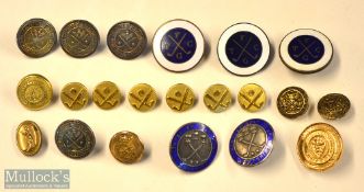 Collection of various size silver^ silver plate and enamel^ brass golf club buttons – incl 2