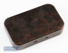 Hardy Bros Neroda oxblood fly case with modern internal hooks measures 6” in length