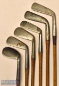 Assortment of mostly smf irons (6) – 5x smf to incl Fairlie’s Pat anti shank round back niblick^
