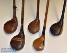 Selection of varying size golf club woods (5) – W Mercer large head driver with diamond face