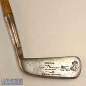 Tom Morris Signature and Portrait wry neck blade putter - with Tom Stewart Pipe mark and Anderson