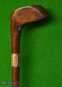 Exquisite small socket head brassie Sunday golf walking stick – fitted with full wrap over brass