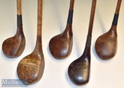 Selection of various size golf club woods (5) – Tom Auchterlonie large head driver^ A Hallam dark