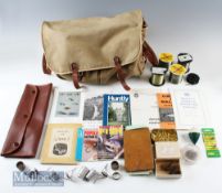 Canvas and Leather Fishing Tackle bag with waterproof removable lining^ plus Hardy’s Guide to