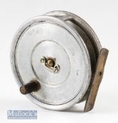 Hardy Bros England ‘The Uniqua Reel’ 3 3/8” ‘Spitfire’ alloy trout fly reel with smooth brass