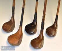 Selection of various size golf club woods (5) – Joe Kirkwood driver with alloy sole insert and fibre