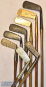 Various mixed brass and metal blade golf putters (8) – Pyramid brand brass blade^ Centre Balance gun
