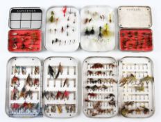 Wheatley ‘Silmalloy’ fly cases both 6” in length with hooks internally and a selection of flies^
