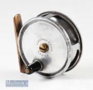 J Webber & Sons Exeter 2 ¾” alloy fly reel with smooth brass foot^ black handle^ runs smooth^