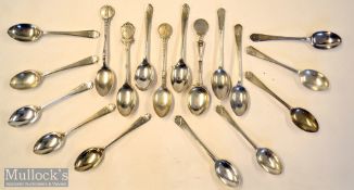 Hallmarked Silver Golf Teaspoon Selection: assorted designs and hallmarks including; 2 golfer design