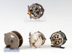 Varied Selection of brass reels to include an interesting an unnamed interchangeable side casting